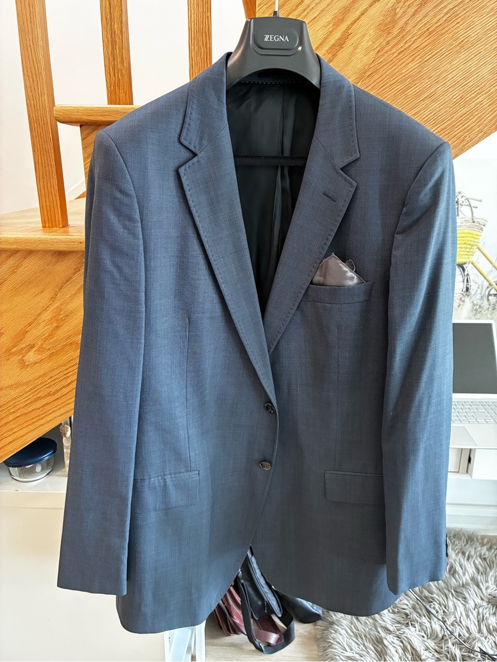 Turkish blazer, Baymen, Wool, Men's Classic Navy Two-Button Suit Jacket